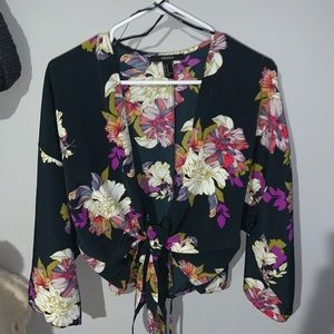 forever21 tie in front floral blouse